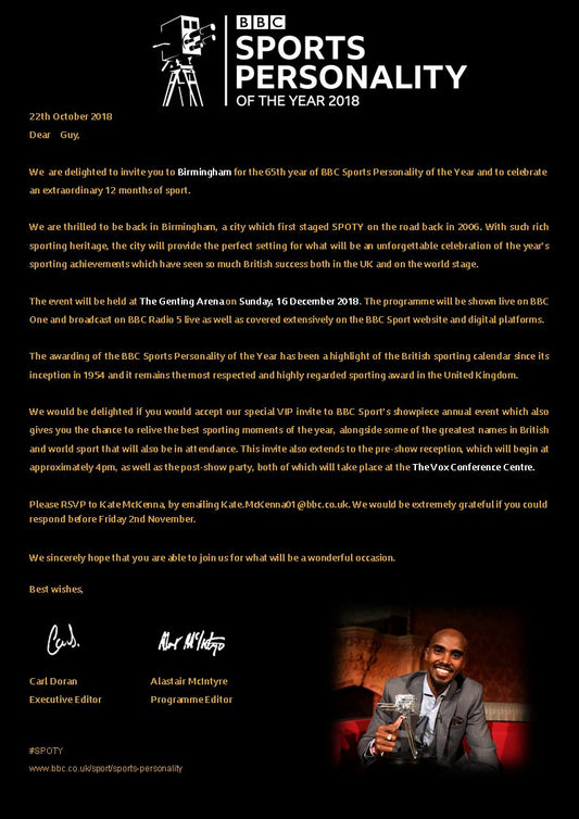 Guy gets ‘Sports Personality Of the Year Awards Invite’